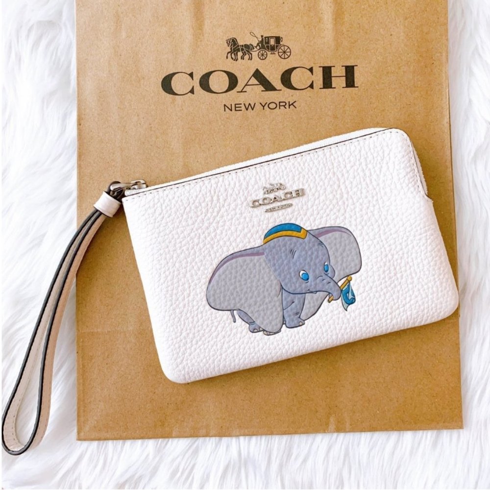 NWT! Disney x Coach Dumbo White Wristlet